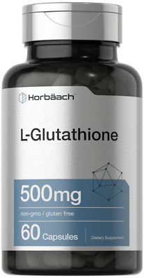 L-Glutathione 500mg | 60 Capsules | Non-GMO & Gluten Free | by Horbaach