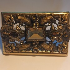 Art Deco,Glassteine amber Neiger Brothers Design  floral,Gablonz 