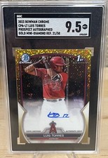 2023 BOWMAN CHROME 1ST GOLD SHIMMER AUTO LUIS TORRES AUTO /50 SGC 9.5 ANGELS