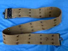 Vintage US ARMY Olive Drab Green Webbed Utility Belt for Canteen, Side Arm, Gear