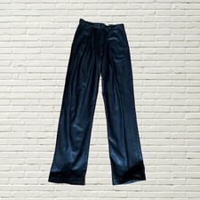 Vintage 70s 80s Black Leather Pants Straight - Wide Leg High Rise