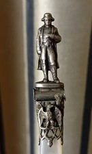 Vintage Napoleon Snuff spoon, Sterling Silver and Mother Pearl