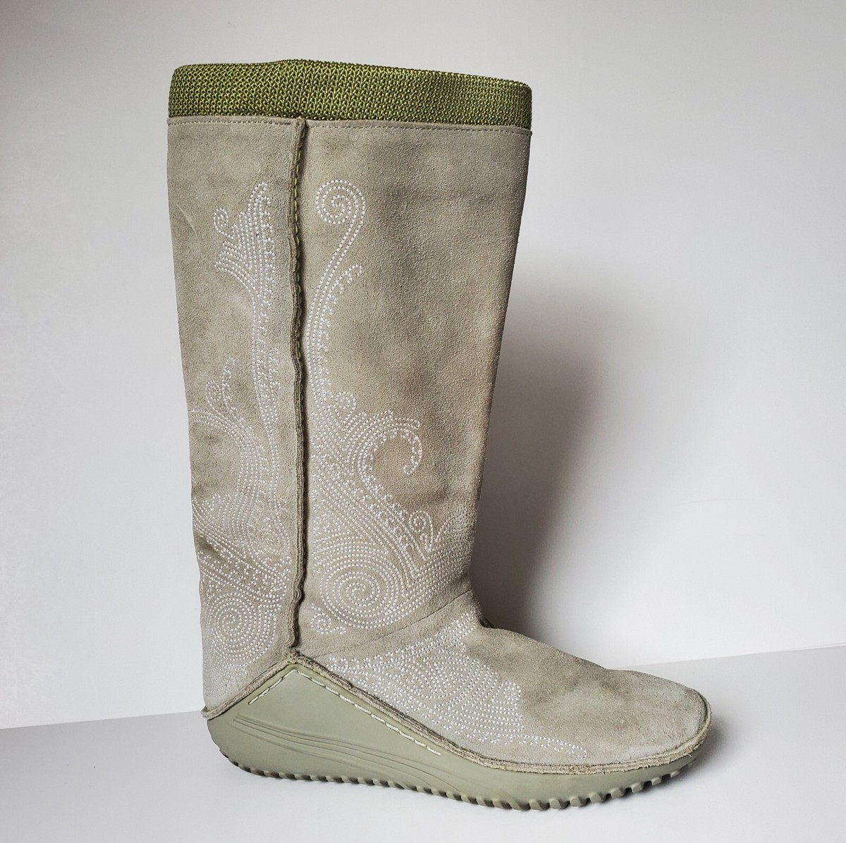 Puma Monsoon Pull On Boots Size 6 Womens Light Green Leather Embroidered  Western | eBay