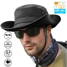 Men's UV Protection Fisherman's Hat Bucket Hat Wide-Brimmed Sun Hat Hiking Campi