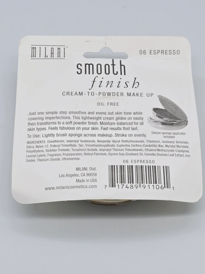 MILANI Smooth Finish Cream To Powder Face Makeup #06 ESPRESSO 0.28 oz  - Image 2 of 4
