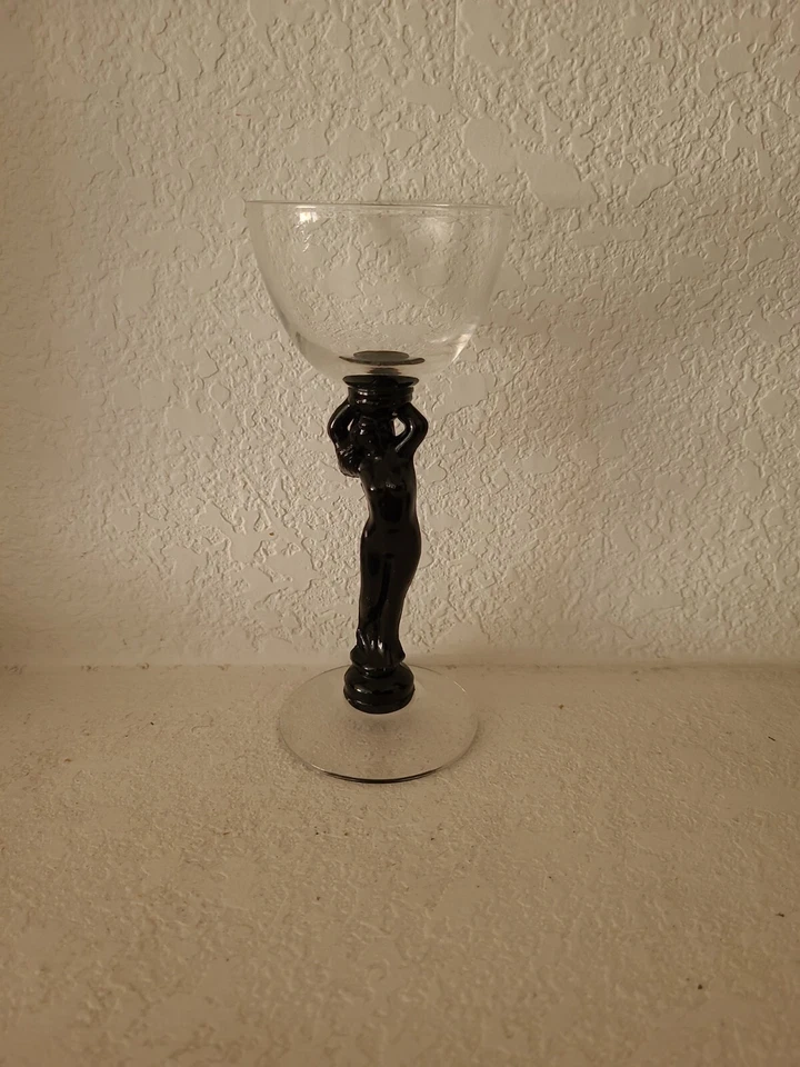 CAMBRIDGE Glass Company Ebony Black Statuesque cocktail goblet #3011 nude stem - Image 2 of 4