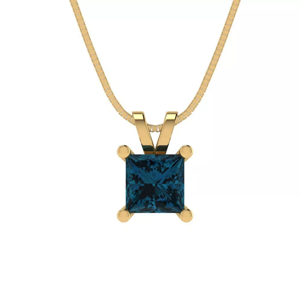 14K Yellow Gold London Blue Topaz and Diamond Necklace