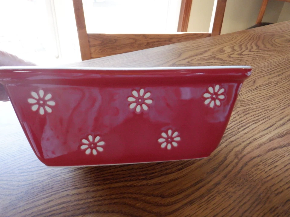 "7 X 8" Red Small Casserole Dish  Flowers  - Signature Housewares, Inc. - Image 2 of 4