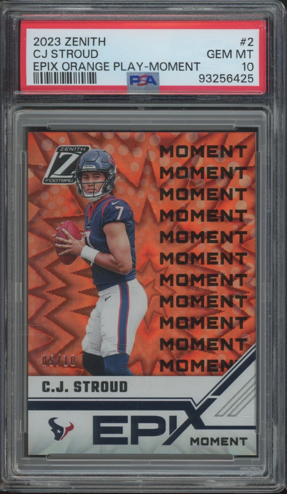CJ Stroud Panini Zenith Epix Orange Play #2 Moment