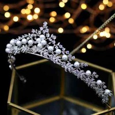 Princess Tiaras Crowns Pearls Brides Hairbands Wedding Hair Accessories Gifts