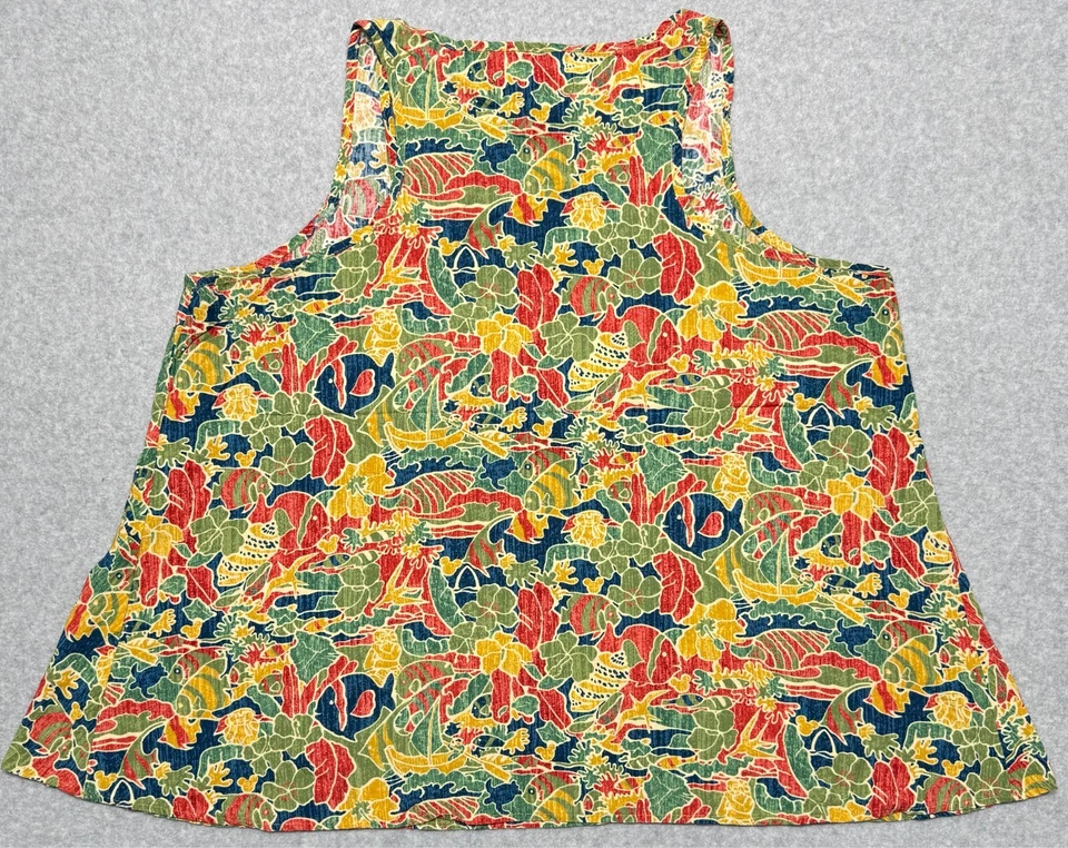 Camiseta sin mangas Tori Richard X Disney para mujer XXL multicolor peces hawaianos florales de playa Foto 3 de 4