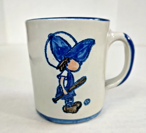 Vintage Louisville Stoneware Childs Mug Cup Baseball Player Young Boy Kentucky