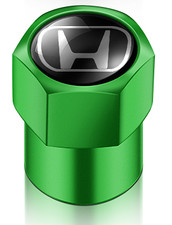 H Hex Green Tire Tyre Valve Caps - Fits Honda