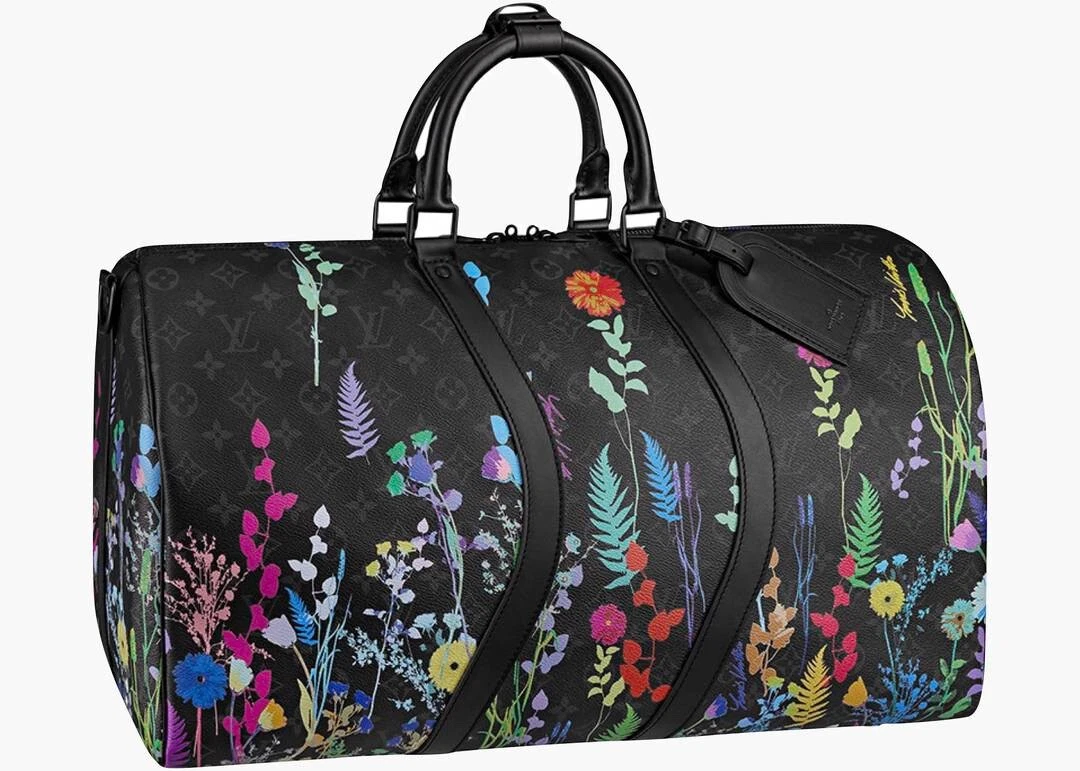 LOUIS VUITTON KEEPALL TRAVEL BAG MONOGRAM PATENT LEATHER FLOWER