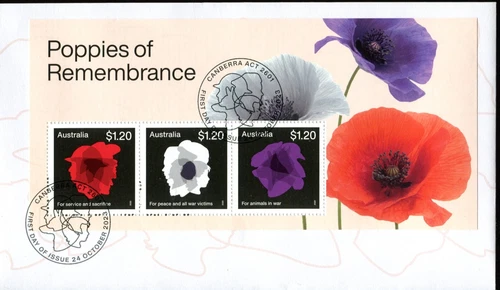 2023 Poppies of Remembrance (Mini Sheet) FDC - Canberra ACT 2601 PMK - Picture 1 of 2