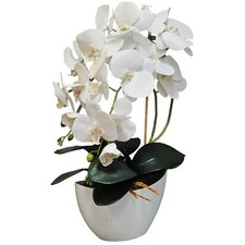 Künstliche Orchidee im Topf Kunstblumen Kunstpflanzen, Weiß Orchideen Blumen