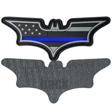 Bat PVC Patch hook and loop back Thin Blue Line Police CL4-11