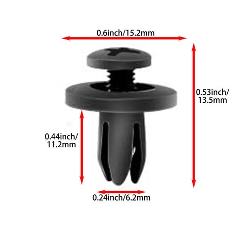 Bumper Clips Auto Car Fastener Fender Push Pin Plastic Rivets 6mm Hole 120Pcs - Picture 3 of 6