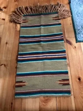 vintage double saddle blanket with long fringe
