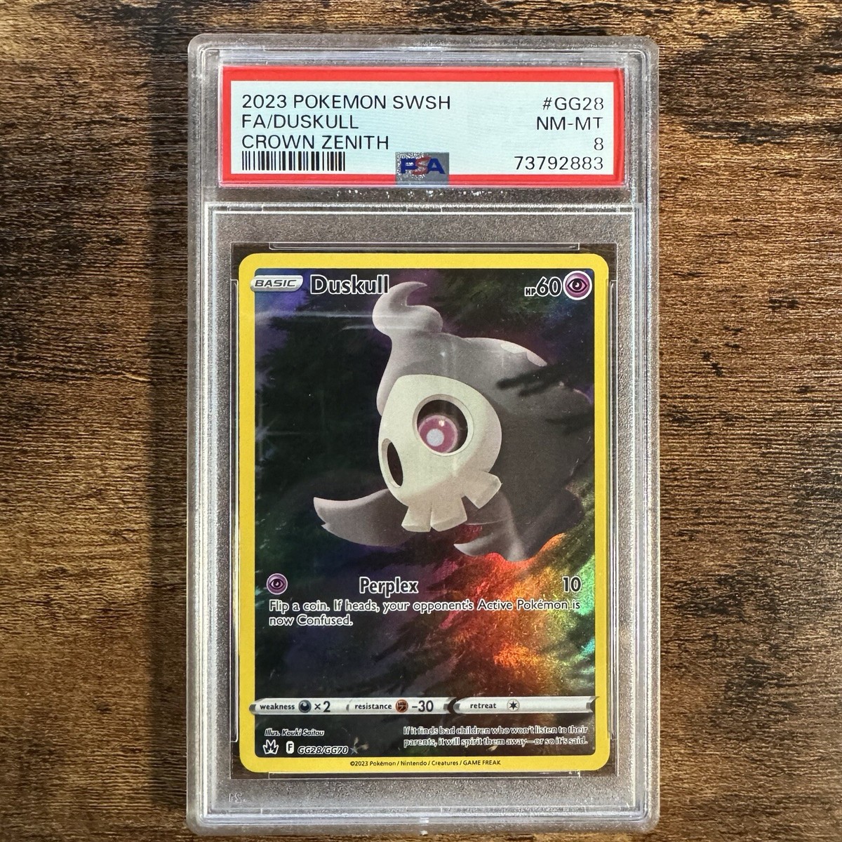 Duskull GG28/GG70 PSA 8 NM-MT Full Art Pokemon Card Crown