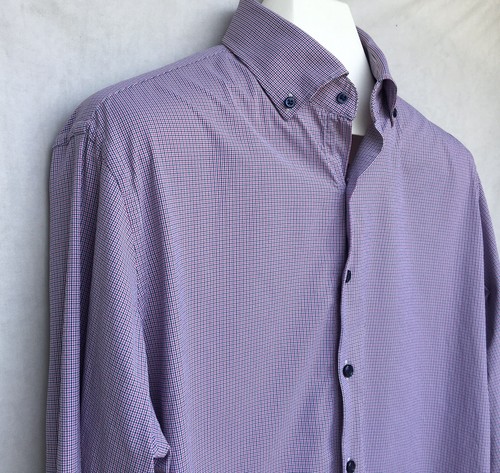 Peter Millar Summer Comfort Button Front Shirt Fine Checks Long Sleeve Large - Picture 3 of 12