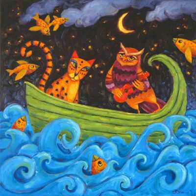 Cat Accent & Decor Tile Cindy Revell Boat Sailing Art POV-CR006AT