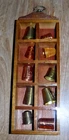 10 Metal Thimbles ~ Copper & Brass ~ Wooden Display Shelf