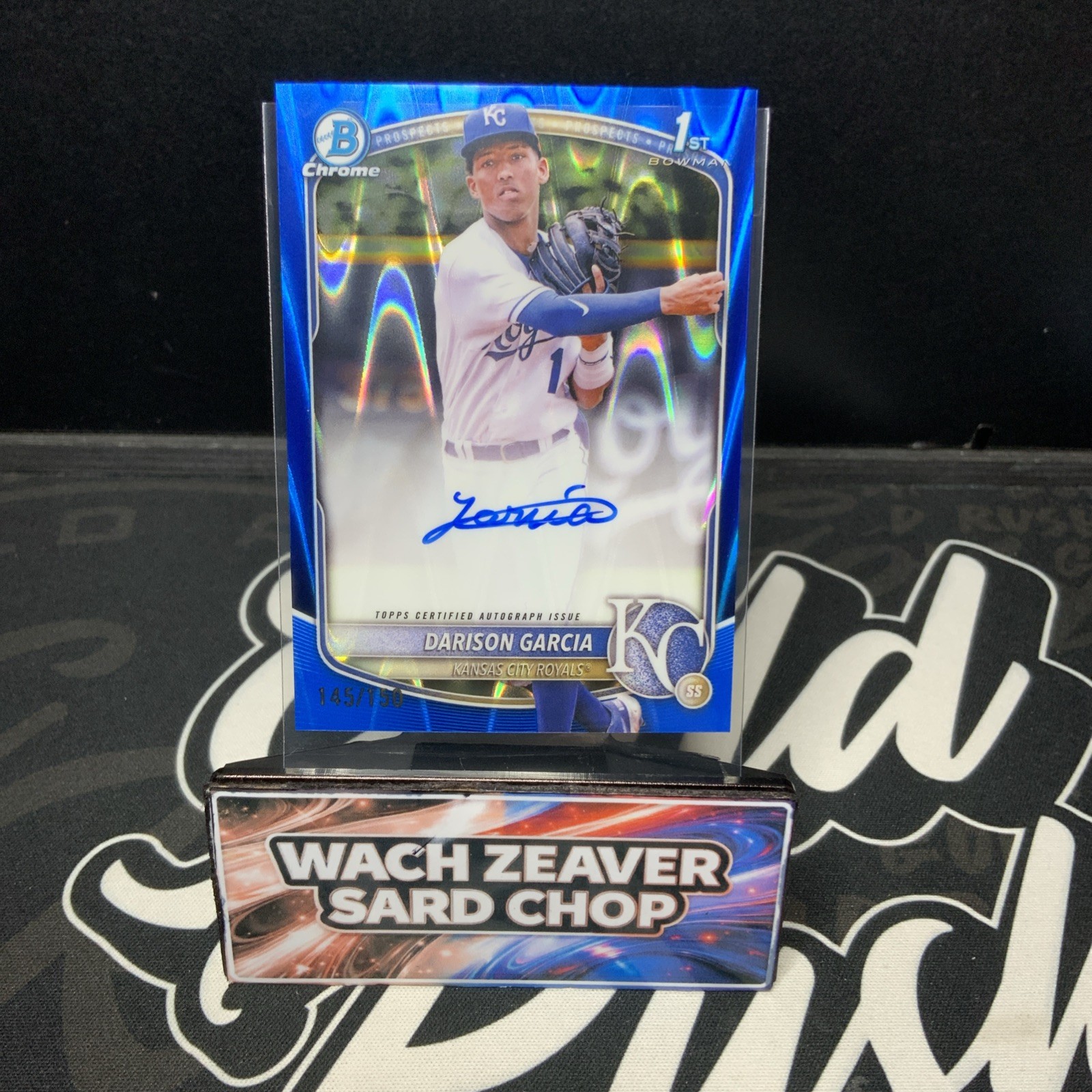 2025 Bowman Chrome Darison Garcia Auto Blue RayWave Refractor 1st Prospect /150
