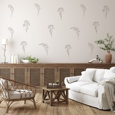 Floral Wall Decals - Set of 12 Large 10" Brown Floral Vinyl Wall Stickers for...