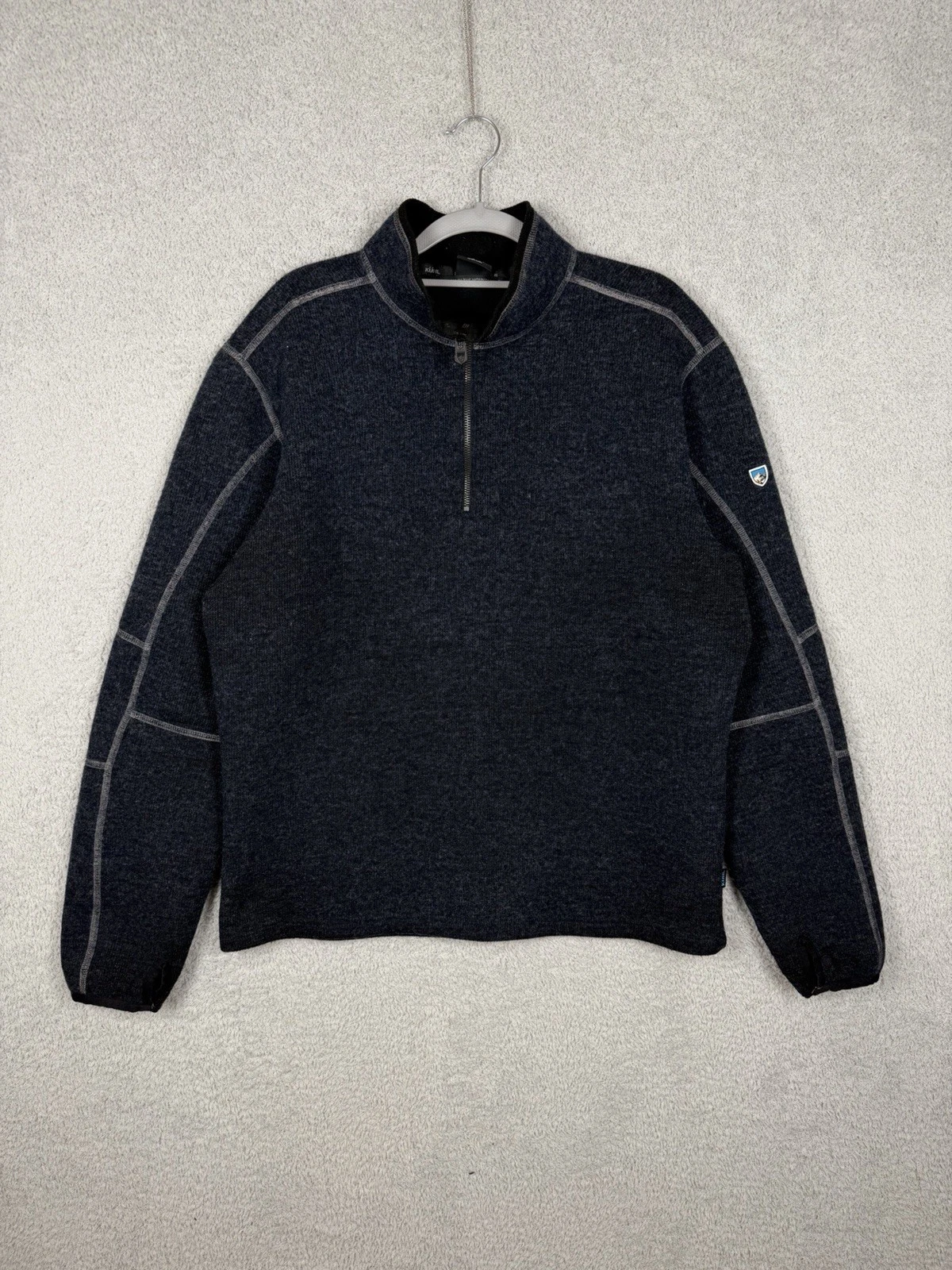 Kuhl Thor 1/4 Zip Sweater Mens Size L Thermokore Wool Blend 3082 Pullover Blue