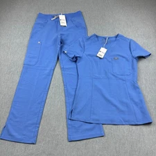 Figs Scrub Top Pants Set Women 2XS Blue Catarina Zamora Technical Collection NWT