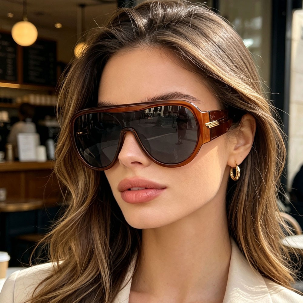 Bottega Veneta BV1345 Sunglasses Women Authentic Oversized Shades Dark Brown New