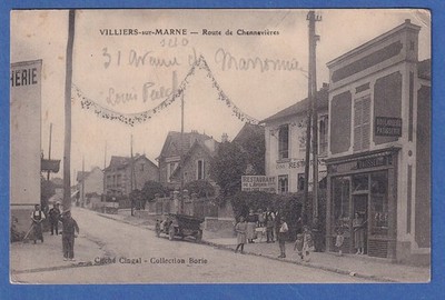 AK Frankreich Villiers sur Marne - Route de Chenneviéres gelaufen 1925