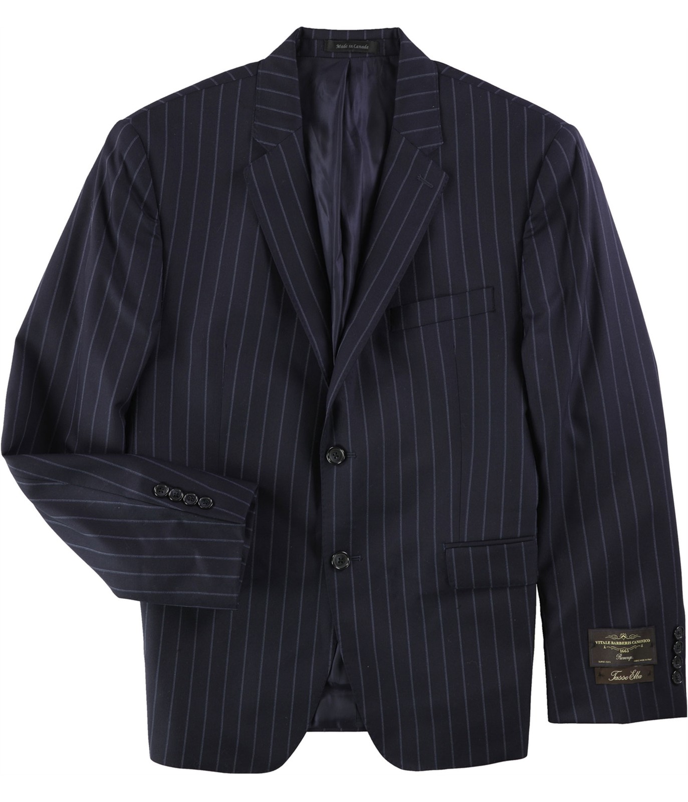 Tasso Elba Mens Stripe Two Button Blazer Jacket, Blue, 42 Short