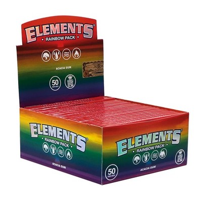 3 Boxen (150 Heftchen) Elements Rainbow King Size Slim Papers