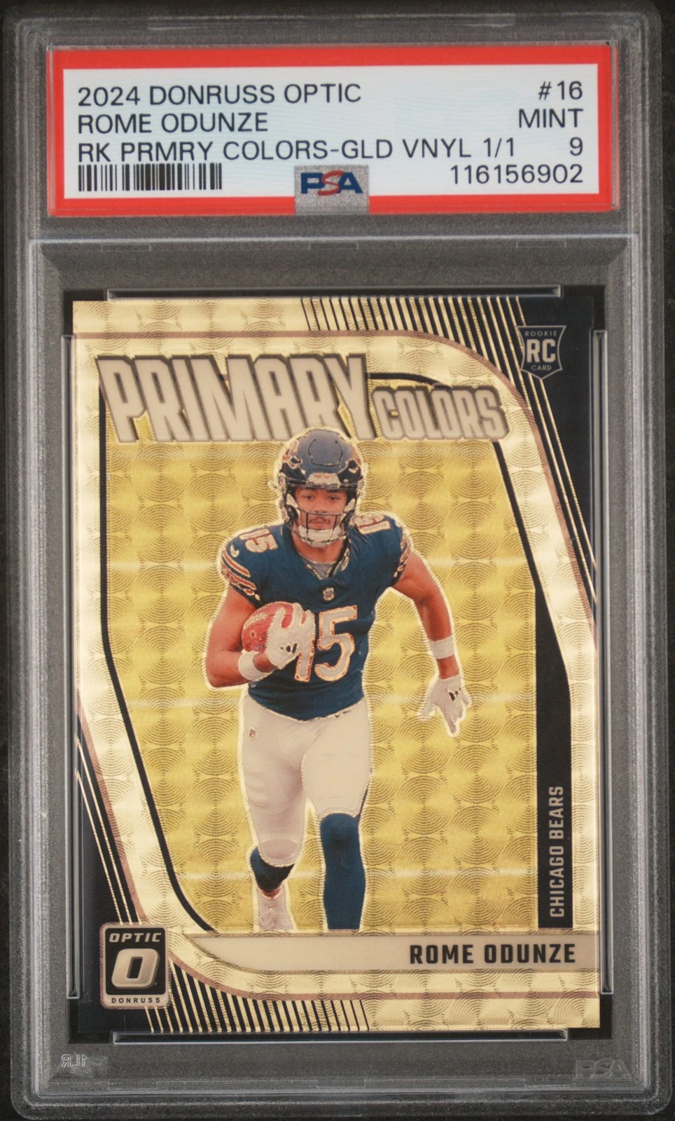 Rome Odunze Panini Donruss Optic Rookie Primary Colors #16 Gold Vinyl 1/1