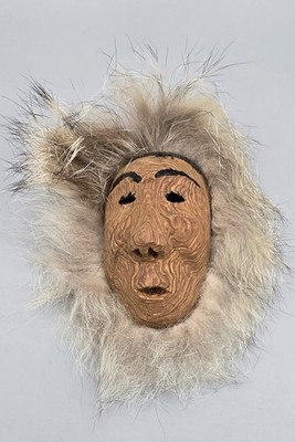 Vintage Eskimo Mask Alaska Art Hand Crafted Signed Handmade Wooden