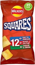 Walkers Squares Variety Multipack Crisps 12 x 22g Low Calorie Potato Snacks