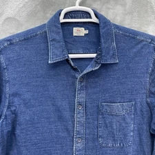 Faherty Shirt Men size XL Blue Knit Seasons Indigo Organic Cotton Pockets preppy