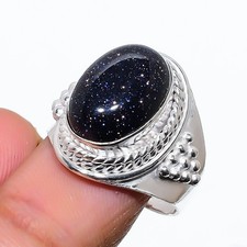 Black Sunstone Gemstone Handmade 925 Sterling silver Jewelry Ring Size-7 US 