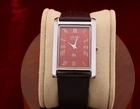 ⌚✨ Vintage Seiko Slim Quartz Gentlemen's Red Dial ,Dark Brown Dress Watch