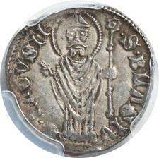 1327-1438, Dalmatia, Ragusa (Republic). Silver Grosso (Grossus) Coin. PCGS AU53!