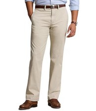 Image of Polo Ralph Lauren Classic Fit Flat-Front Stretch Chino Pants Trousers Beige NEW