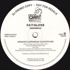 FAITHLESS - INSOMNIA - TRANCE HOUSE RMX !! 12” VINYL RECORD - DANCE CLASSIC DJ