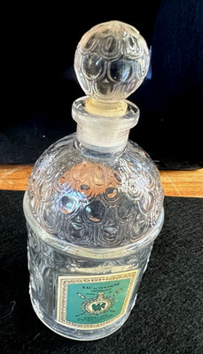 Antique Guerlain France Bee Bottle Clear Green Label 6'' Eau de Cologne Imperiale