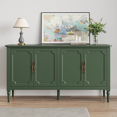 Console Cabinet, 58'' Mid Century Modern Pantry Cabinet, Wood Buffet Cabinet,...