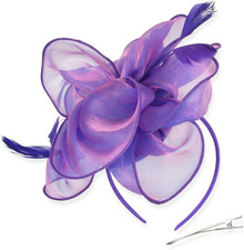 Fascinators Hat Tea Party Headwear Ribbons Feathers on a Headband and a Clip for