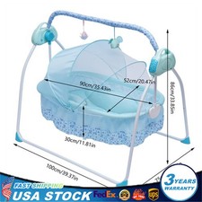 Portable Electric Bluetooth Baby Swing Cradle Bassinet Rocking Crib Infant Bed