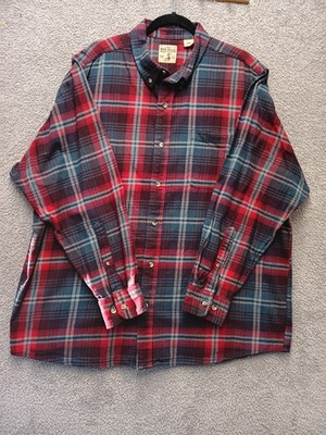 Red Head Brand Co Flannel Shirt Men s 2XL Red Blue Plaid Cotton
