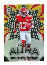 2019 Spectra Mecole Hardman Jr Aura Silver Prizm Rookie Card #171 - SP/99. rookie card picture